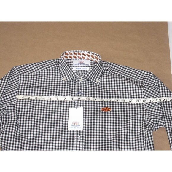 New W/ Tag Thomas Dean TD Collegiate OSU Button Up Plaid Long Sleeve Shirt Sz M - Picture 5 of 12